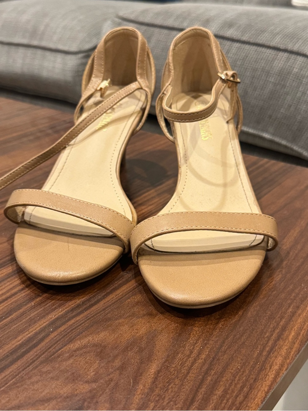 Dream Pairs Beige Ankle-Strap Heeled Sandals